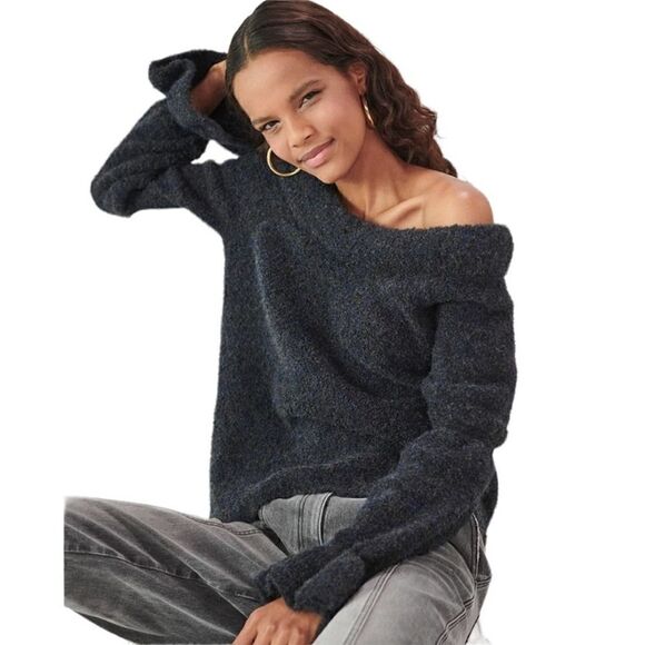 NEW Something Navy Black Maisie off the shoulder Sweater S / Small - Picture 1 of 8